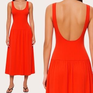 Babaton Aritzia Astonish Red Maxi Dress Drop Waist Red L NWOT